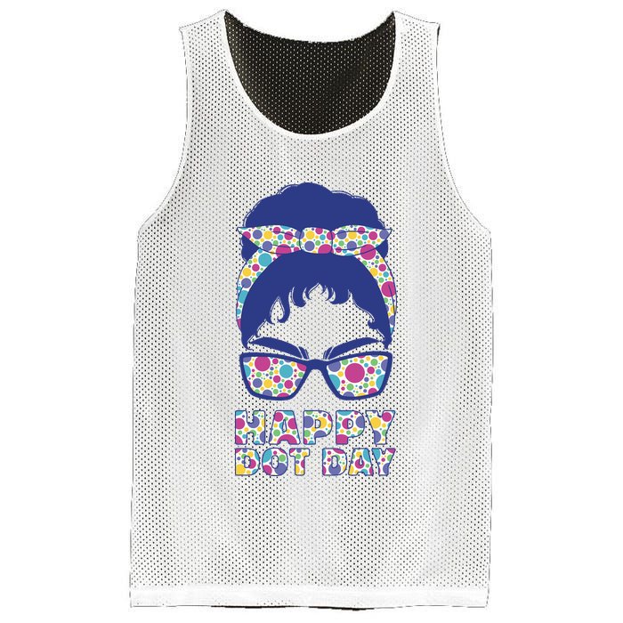 Happy Dot Day Messy Bun Mesh Reversible Basketball Jersey Tank