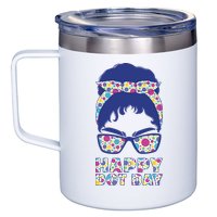 Happy Dot Day Messy Bun 12oz Stainless Steel Coffee Mug