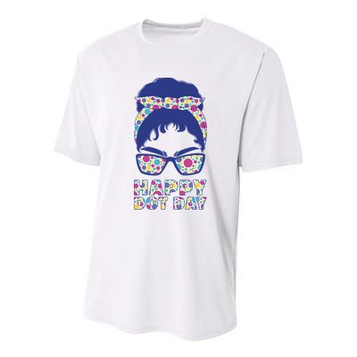 Happy Dot Day Messy Bun Youth Performance Sprint T-Shirt