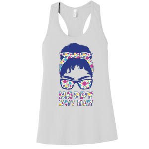 Happy Dot Day Messy Bun Women's Racerback Tank