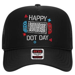 Happy Dot Day Gamers Boy Game Controller Polka Dot High Crown Mesh Back Trucker Hat