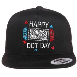 Happy Dot Day Gamers Boy Game Controller Polka Dot Flat Bill Trucker Hat