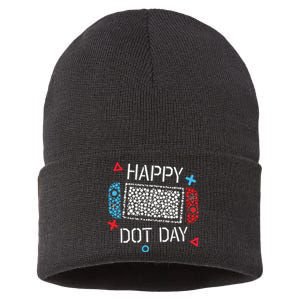 Happy Dot Day Gamers Boy Game Controller Polka Dot Sustainable Knit Beanie