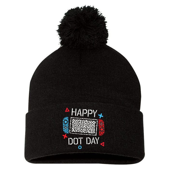 Happy Dot Day Gamers Boy Game Controller Polka Dot Pom Pom 12in Knit Beanie