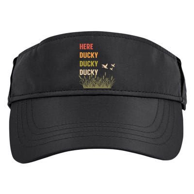 Here Ducky Ducky Ducky Funny Duck Call For Duck Hunters Adult Drive Performance Visor