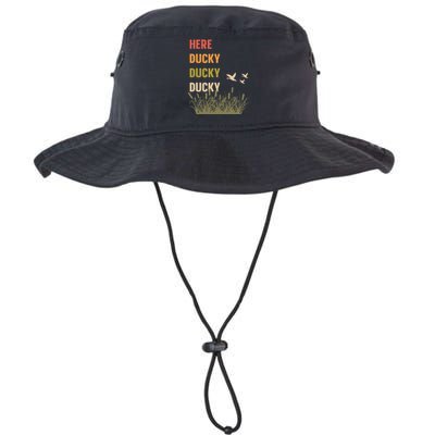 Here Ducky Ducky Ducky Funny Duck Call For Duck Hunters Legacy Cool Fit Booney Bucket Hat