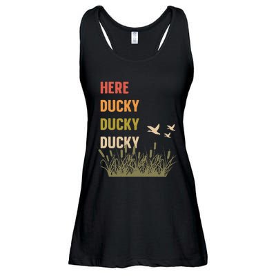 Here Ducky Ducky Ducky Funny Duck Call For Duck Hunters Ladies Essential Flowy Tank