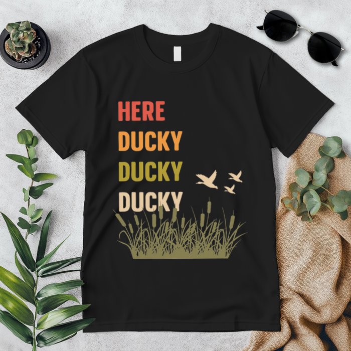 Here Ducky Ducky Ducky Funny Duck Call For Duck Hunters Premium T-Shirt