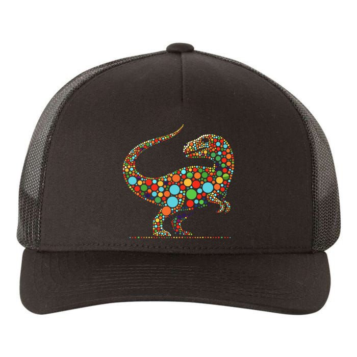 Happy Dot Day Colorful Polka Dot Dinosaur Yupoong Adult 5-Panel Trucker Hat