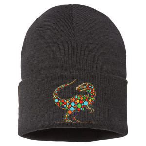 Happy Dot Day Colorful Polka Dot Dinosaur Sustainable Knit Beanie