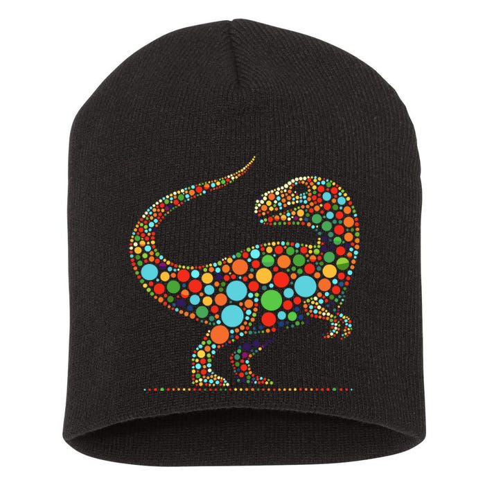 Happy Dot Day Colorful Polka Dot Dinosaur Short Acrylic Beanie