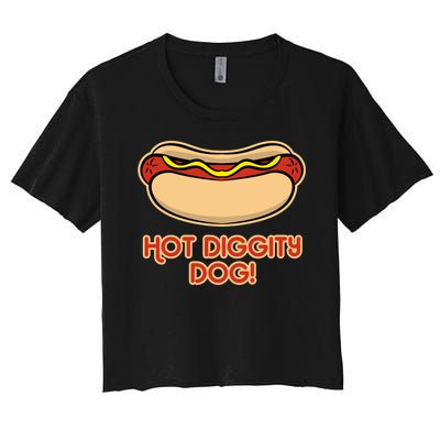 Hot Dog Design For Men And Women Hot Diggity Dog Women's Crop Top Tee