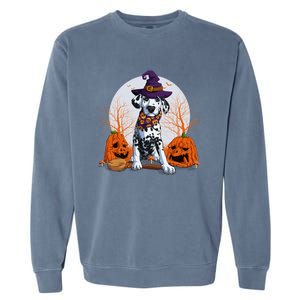 Halloween Dalmatian Dog Lovers Halloween Scary Pumpkin Moon Gift Garment-Dyed Sweatshirt