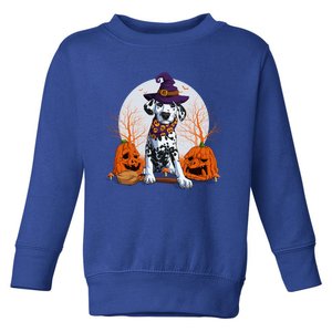 Halloween Dalmatian Dog Lovers Halloween Scary Pumpkin Moon Gift Toddler Sweatshirt