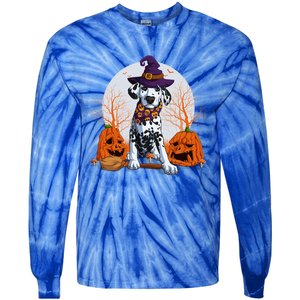 Halloween Dalmatian Dog Lovers Halloween Scary Pumpkin Moon Gift Tie-Dye Long Sleeve Shirt