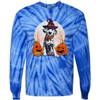 Halloween Dalmatian Dog Lovers Halloween Scary Pumpkin Moon Gift Tie-Dye Long Sleeve Shirt