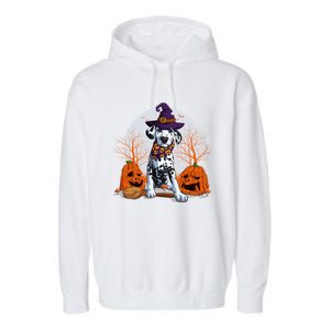 Halloween Dalmatian Dog Lovers Halloween Scary Pumpkin Moon Gift Garment-Dyed Fleece Hoodie