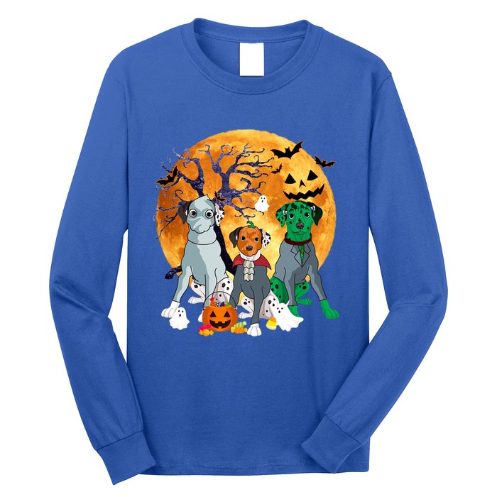 Halloween Dalmatian Dog Zombie Jack O Lantern Pumpkin Gift Long Sleeve Shirt