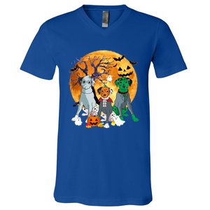 Halloween Dalmatian Dog Zombie Jack O Lantern Pumpkin Gift V-Neck T-Shirt