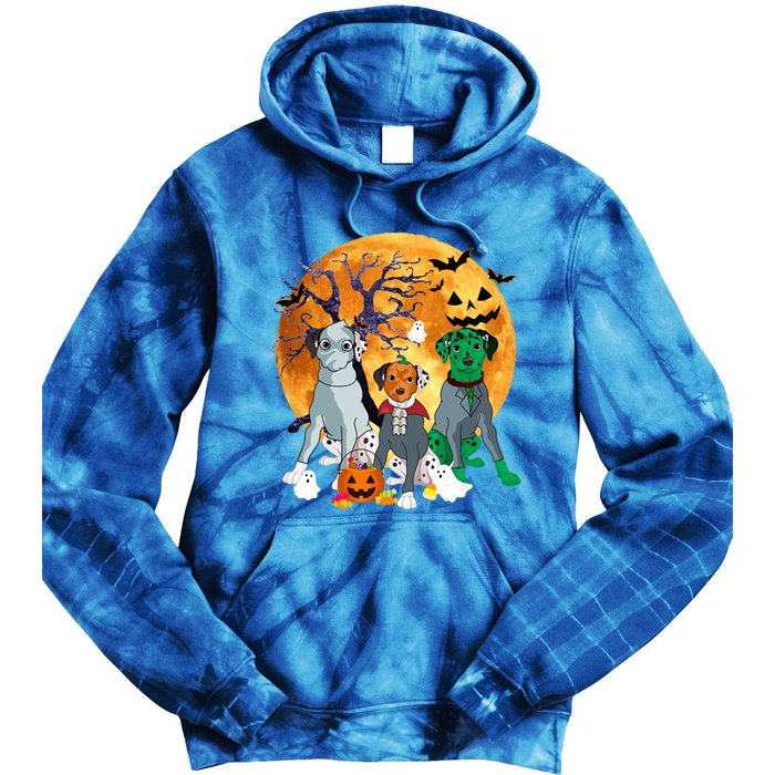 Halloween Dalmatian Dog Zombie Jack O Lantern Pumpkin Gift Tie Dye Hoodie