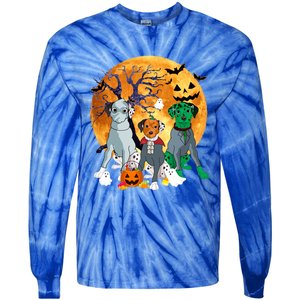 Halloween Dalmatian Dog Zombie Jack O Lantern Pumpkin Gift Tie-Dye Long Sleeve Shirt