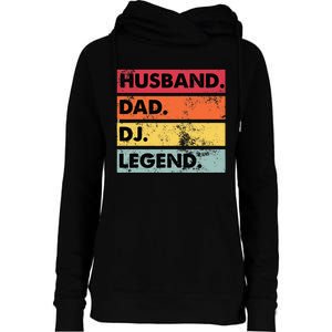 Husband Dad DJ Legend Funny DJ Disc Jockey Music Player Womens Funnel Neck Pullover Hood