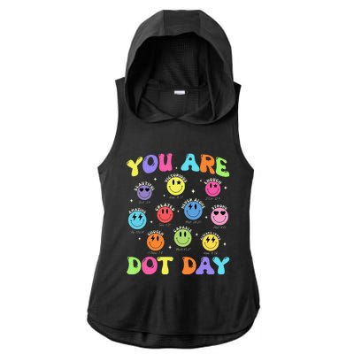 Happy Dot Day Teacher Smile Face Ladies PosiCharge Tri-Blend Wicking Draft Hoodie Tank