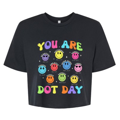 Happy Dot Day Teacher Smile Face Bella+Canvas Jersey Crop Tee