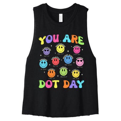 Happy Dot Day Teacher Smile Face Women's Racerback Cropped Tank