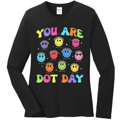 Happy Dot Day Teacher Smile Face Ladies Long Sleeve Shirt