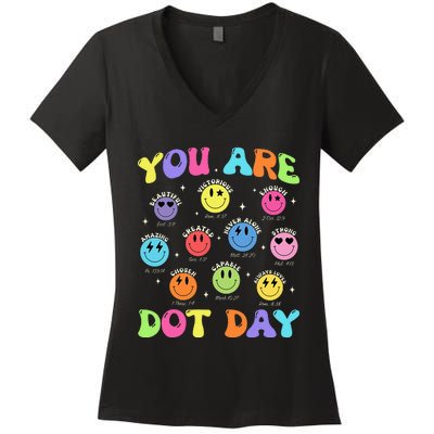 Happy Dot Day Teacher Smile Face Women's V-Neck T-Shirt