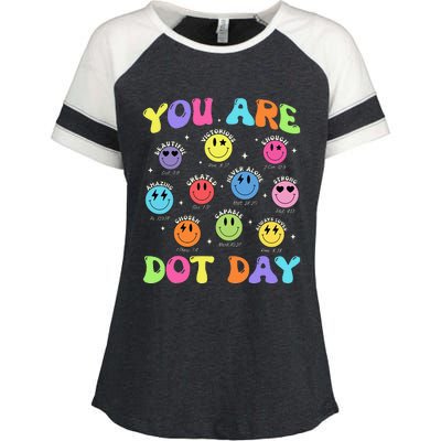 Happy Dot Day Teacher Smile Face Enza Ladies Jersey Colorblock Tee