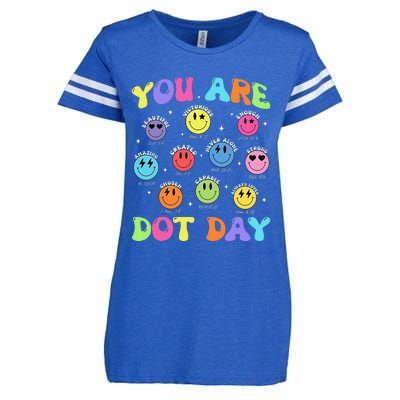 Happy Dot Day Teacher Smile Face Enza Ladies Jersey Football T-Shirt