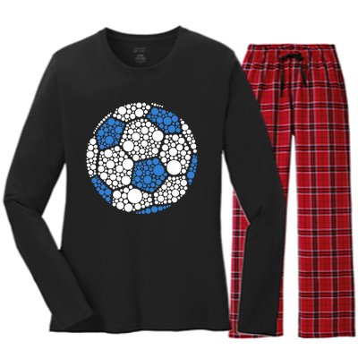 Happy Dot Day 2024 Polka Dot Soccer Ball Lover Women's Long Sleeve Flannel Pajama Set 