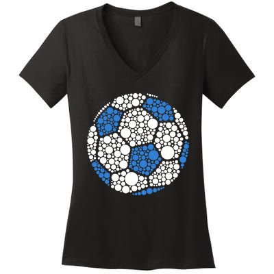 Happy Dot Day 2024 Polka Dot Soccer Ball Lover Women's V-Neck T-Shirt