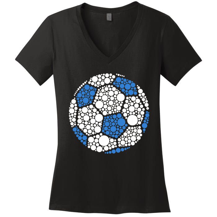 Happy Dot Day 2024 Polka Dot Soccer Ball Lover Women's V-Neck T-Shirt