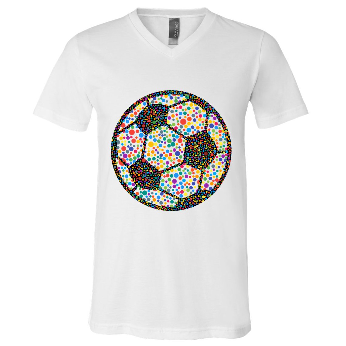 Happy Dot Day International Dot Day Polka Dot Soccer Futbol Ball V-Neck T-Shirt