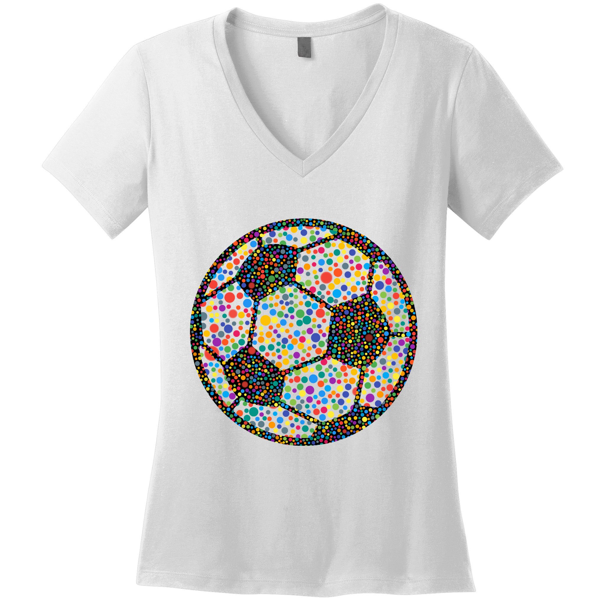 Happy Dot Day International Dot Day Polka Dot Soccer Futbol Ball Women's V-Neck T-Shirt