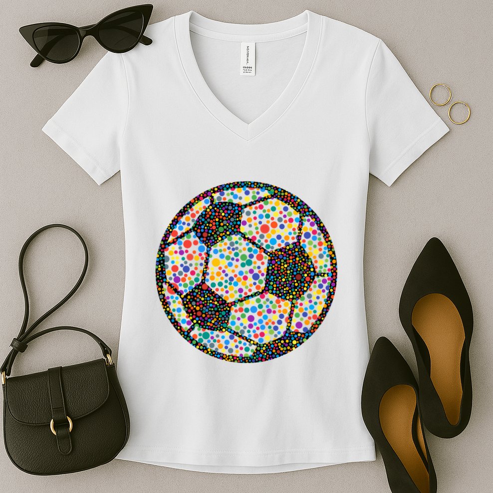 Happy Dot Day International Dot Day Polka Dot Soccer Futbol Ball Women's V-Neck T-Shirt
