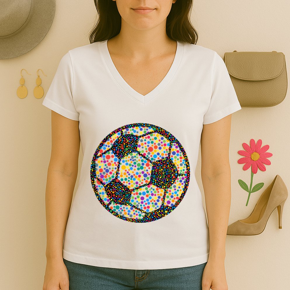 Happy Dot Day International Dot Day Polka Dot Soccer Futbol Ball Women's V-Neck T-Shirt