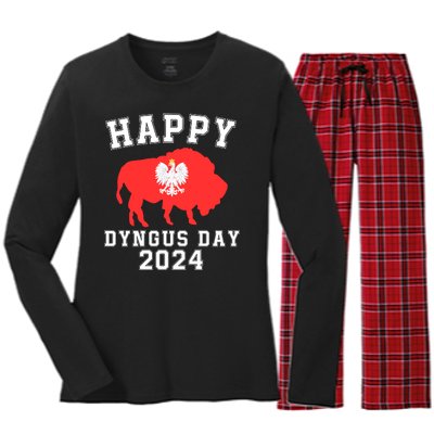 Happy Dyngus Day 2024 Dyngus Day Polish American Polska White Eagle Polish Eagle Women's Long Sleeve Flannel Pajama Set 