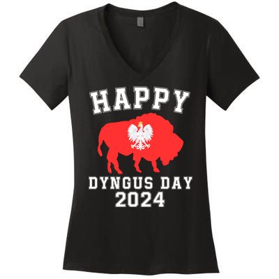 Happy Dyngus Day 2024 Dyngus Day Polish American Polska White Eagle Polish Eagle Women's V-Neck T-Shirt