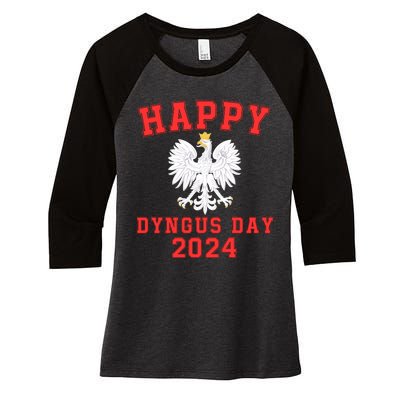 Happy Dyngus Day 2024 Dyngus Day Polish American Polska White Eagle Polish Eagle Women's Tri-Blend 3/4-Sleeve Raglan Shirt