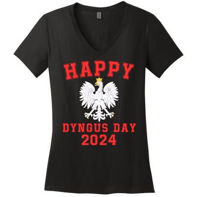 Happy Dyngus Day 2024 Dyngus Day Polish American Polska White Eagle Polish Eagle Women's V-Neck T-Shirt