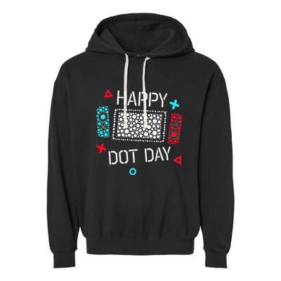 Happy Dot Day Gamers Game Controller Garment-Dyed Fleece Hoodie