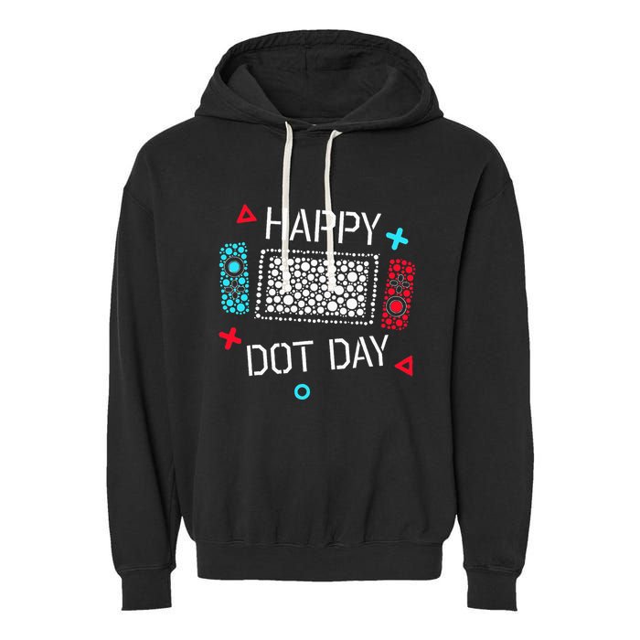 Happy Dot Day Gamers Game Controller Garment-Dyed Fleece Hoodie