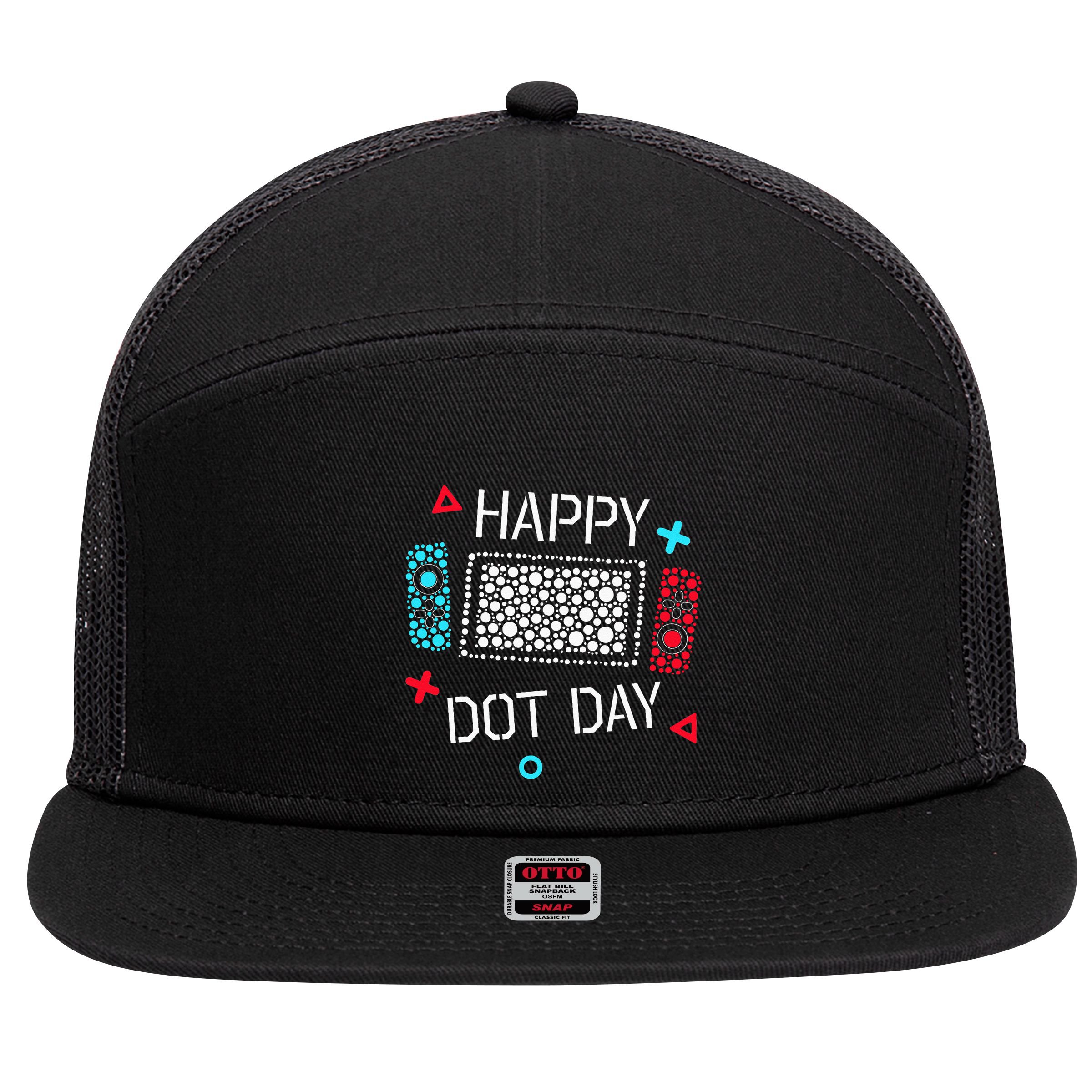 Happy Dot Day Gamers Game Controller 7 Panel Mesh Trucker Snapback Hat