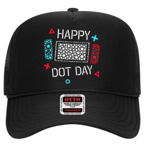 Happy Dot Day Gamers Game Controller High Crown Mesh Back Trucker Hat