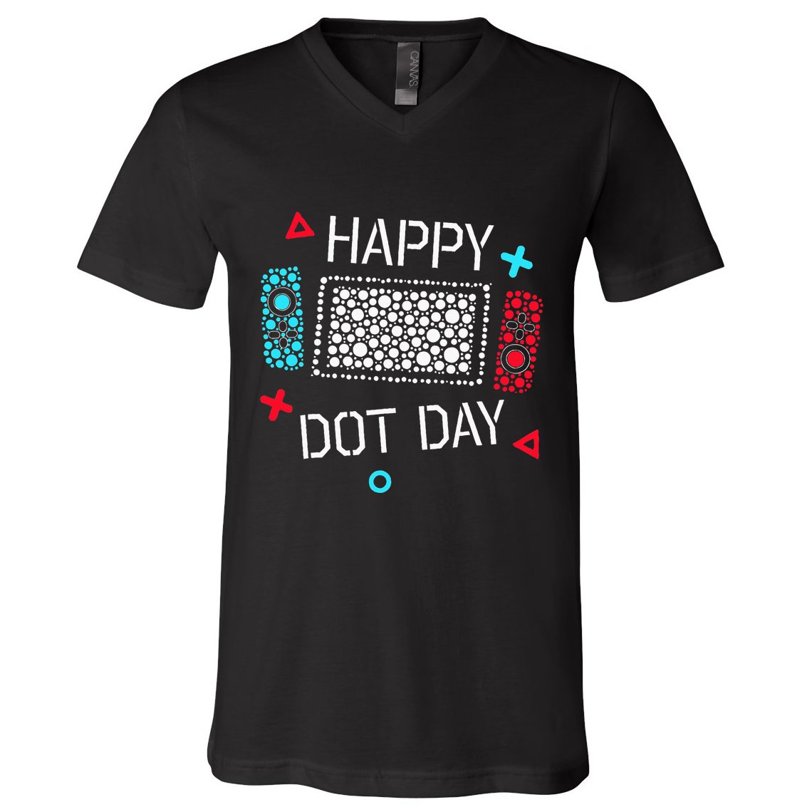 Happy Dot Day Gamers Game Controller V-Neck T-Shirt