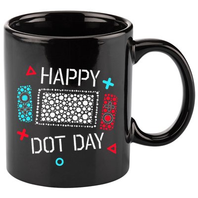 Happy Dot Day Gamers Game Controller 11oz C Handle Ceramic Mug
